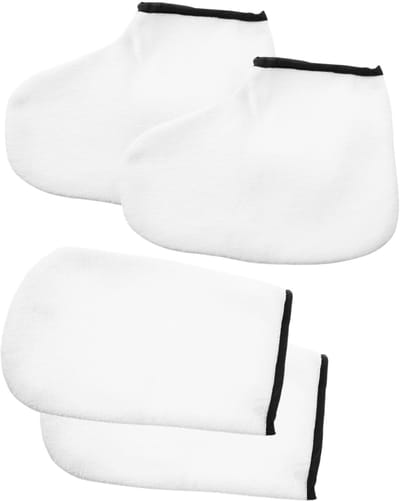 2 paar hand- en voetmaskers, paraffinewaswant, paraffine, badzakken voor handhydraterende handschoenen en sokken, parrafinewas voor handen, handenspa-handschoenen, thermowanten, gebreide