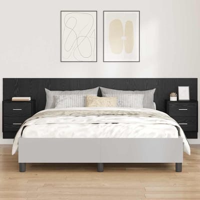 vidaXL - Hoofdeinde - Met - Kast - 3 - st - Zwart - Eiken - Bewerkt - hout