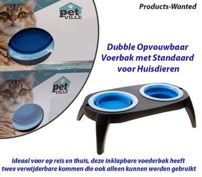 Dubbele Opvouwbaar Voerbak met Standaard voor Huisdieren