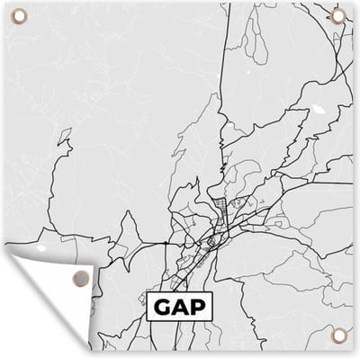 Tuin poster Plattegrond – Gap – Stadskaart – Kaart – Frankrijk - 200x200 cm - Tuindoek