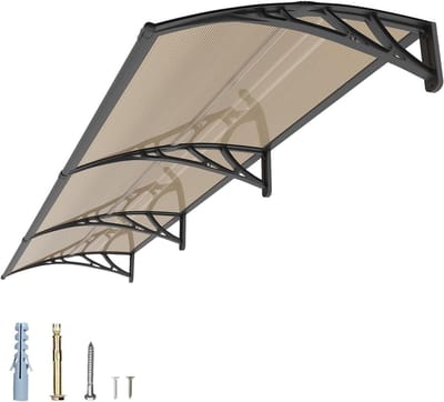 Luifel voor Huisdeur - Regenhoes Deur - Bescherming Buiten - UV Bestendig Polycarbonaat - 100x300cm - Zwart Bruin