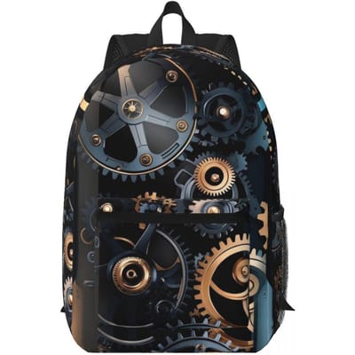 Mechanische Machine Tandwielen Steampunk Stijl Rugzak Jongens Meisjes Boekentas Kinderen Schooltas Computer Schoudertassen voor Mannen Vrouwen One Size black