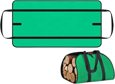 Brandhouttas - Houthouder Zak - Haard Aanmaken - Waterdicht Materiaal - 100 x 50 cm - Groen
