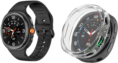 Strap-it Bundel – siliconen horlogebandje (zwart) + TPU case (transparant) – geschikt voor Samsung Galaxy Watch 8 40mm