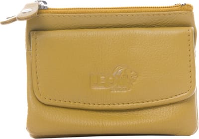 Sleuteletui - Dubbelvaks - Sleutel - Kleingeld - Pasjesetui - Leer - Sleutel etui - Sleuteletui heren - Sleuteletui met rits - Sleuteletui dames - Sleutelmapje - Sleuteletui leer - Sleutelbeursje - Dubbelvaks sleuteletui - Sleutelmapje leer -Okergeel