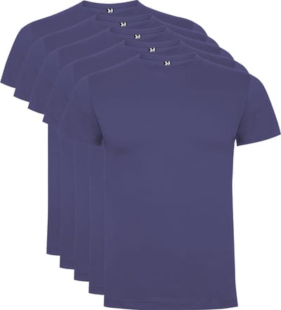 5 Pack Roly Dogo Premium Heren T-Shirt 100% katoen Ronde hals Denim Blauw, Maat S