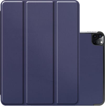 Hoes - Geschikt voor Apple iPad Pro (2022) - 12.9 inch - Dun & Stevig - Trifold Bookcase - Hard Cover - Hardcover Book Case - Tablet Hoesje - Donkerblauw