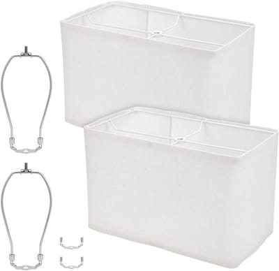 2 Stuks Rechthoekige Lampenkappen van Linnen, 21 x 11,2 x 2 cm voor Tafellampen en Vloerlampen, Ideaal voor Slaapkamer, Gastenkamer en Thuiswerkplek