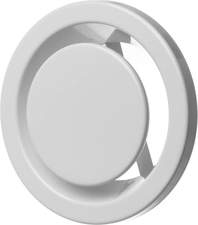 Afvoerlucht Schotelventiel - Ventilatieventiel Rond - Ventilatie Optimaliseren - Traploos Instelbaar - Ø 125 mm - Wit