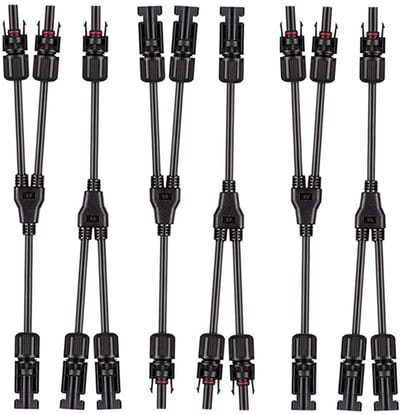 Dailygoody - Zonnepaneel Kabel Connector - Fotovoltaïsche Aftakconnector - 3 Paar - Zwart - Verzilverd Koper - Geschikt voor Zonne-energie - 28 x 6 cm