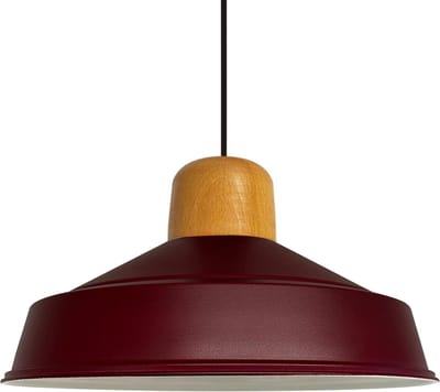 Bamyum Asletl-H Hanglamp Eettafel Hout Ø41 cm, Industriële Vintage Hanglamp, Bordeaux Metalen Pendelarmatuur