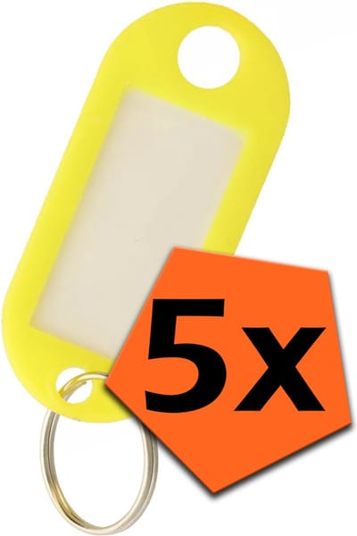 Sleutelhanger Bagagelabel Gekleurde Sleutellabels Sleutelhangers Naamlabel Geel - 5x