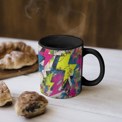 Magische Mok - Foto op Warmte Mokken - Koffiemok - Bliksemschichten - Patroon - Marmer print - Kleuren - Magic Mok - Beker - 350 ML - Theemok