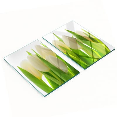 Multifunctionele decoratieve snijplanken van gehard staal voor de keuken, tulpvormig, 2x40x52 cm