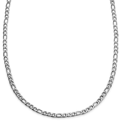 Argentia | 925s | 6 mm Gerhodineerde Sterling Zilveren Ketting met Figaro Schakels