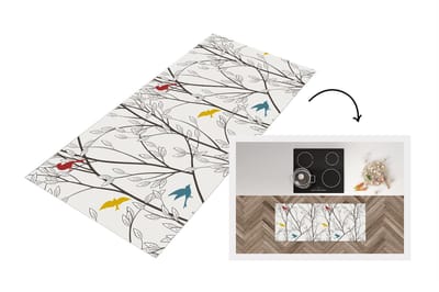 Keukenloper - Loper keuken - Patronen - Planten - Vogel - 120x50 cm - Keukenloper vinyl