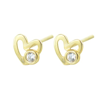 New Bling 9NBSAM-G190023 Gouden Oorknopjes - Dames - Hartje - Zirkonia - 4,2 x 4,6 mm - 14 Karaat - Goud