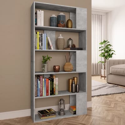 vidaXL - Boekenkast/kamerscherm - 80x24x159 - cm - bewerkt - hout - betongrijs