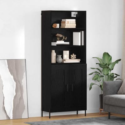 vidaXL - Highboard - Zwart - eiken - 69,5 - x - 34 - x - 180 - cm - Bewerkt - hout