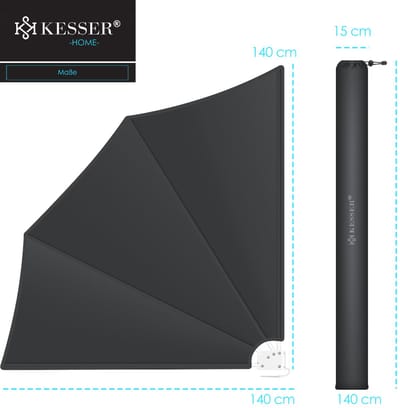 KESSER® opvouwbaar balkonscherm met muurbeugel | 140x140cm
