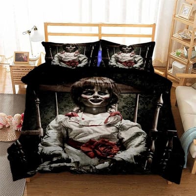 3D Print Horrorfilm Annabelle Beddengoed Set Dubbel Twin King Dekbedovertrek Dekbed Kussensloop Jongens Meisjes Volwassenen Slaapkamer 140x210cm 2pcs