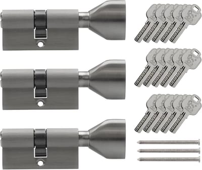 Knopcilinder 70 mm 35/35 gelijksluitend inclusief 15 sleutels