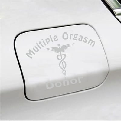Bumpersticker - Multiple Orgasm Donor - 11,1 X 14,8 - Licht Grijs