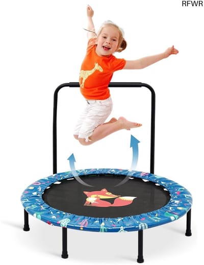RFWR® Kindertrampoline Ø 96 cm - Opvouwbare Fitness Rebounder met Veiligheidskussen voor 2-4 Jaar