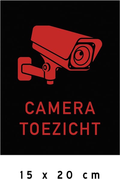 Pictogram/ bord | "Cameratoezicht" | 15 x 20 cm | CCTV | Zwart | Kunststof | Camera bewaking | Let op! | Bewaking | Waarschuwing | 1 stuk