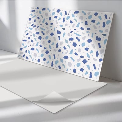 Wallfluent Vinyl Wandpaneel - Abstract gevlekt patroon Vinyl Wandbekleding - 100 cm x 50 cm - Blauw PVC wandpaneel - 1 stuk - Rechthoekig Wandbekleding Vinyl - Texturen Wandpaneel - Zelfklevend Muurpaneel - Wandpaneel Keuken en Badkamer