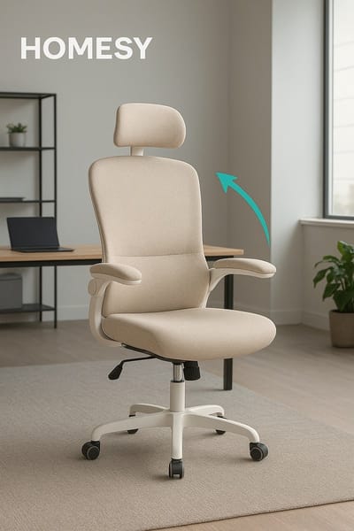 Homesy Ergonomische bureaustoel met mesh-stof en opvouwbare armleuning