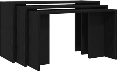 Set van 3 In elkaar Schuivende Salontafels - Stapelbare Bijzettafels Hout Zwart