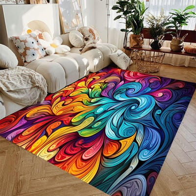 1 stuks Levendig Veelkleurig Spiraal Abstract Tapijt Perfect voor Woonkamer Slaapkamer Gang Moderne Flair Voor Thuis Vloerkleden voor Decor Mat 120*160cm