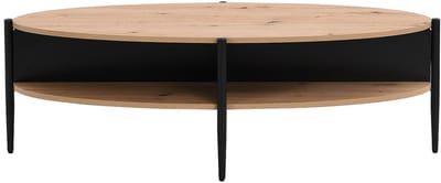 Vente-unique Salontafel met 4 nissen van mdf en metaal - Licht naturel en zwart - EVARO