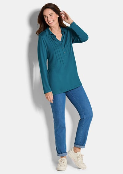 Tuniek van viscose-jersey - petrol - Gr. 19 van Goldner Fashion