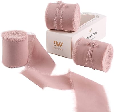 Handgemaakte Fringe Chiffon Ribbons - 3 Rollen van 5cm x 7m, Totaal 20m, Perfect voor Bruiloften, Cadeauverpakking en Creatieve DIY Projecten