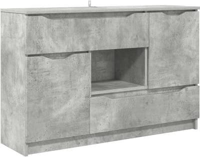 vidaXL - Dressoir - met - lade - Beton - Grijs - 100 - x - 30 - x - 65,6 - Bewerkt - hout