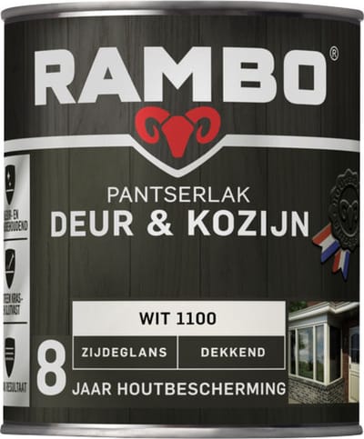 Rambo Pantserlak Deur & Kozijn Zijdeglans Dekkend - Goed Reinigbaar - Wit - 0.75L