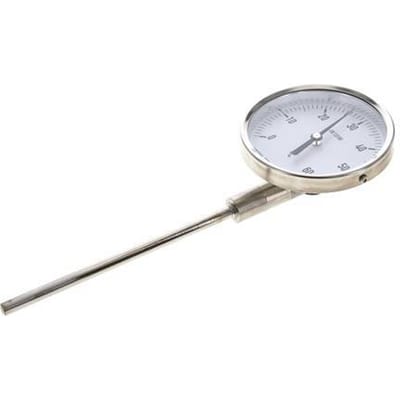0 tot +60°C RVS Bimetalen Thermometer 100mm Behuizing 160mm Dompelbuis Onderaansluiting - TBLUSH-60-100-160