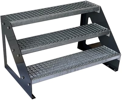 Stalen Buitentrap - Roestvrij Staal Trap - Toegang Vergroten - Volledig Gepoedercoat - 3 Treden 57cm Hoog - Antraciet