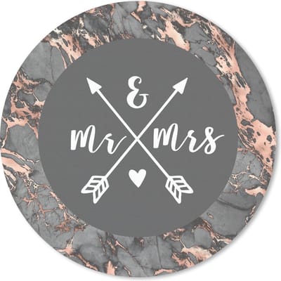 Muismat rond 20x20 cm - Mousepad Mr & Mrs - Quotes - Trouwen - Spreuken - Ronde muismatten