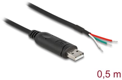 Delock Adapter Cable USB 2.0 Type-A to Serial RS-485 with 3 x open wire ends 0.5 m