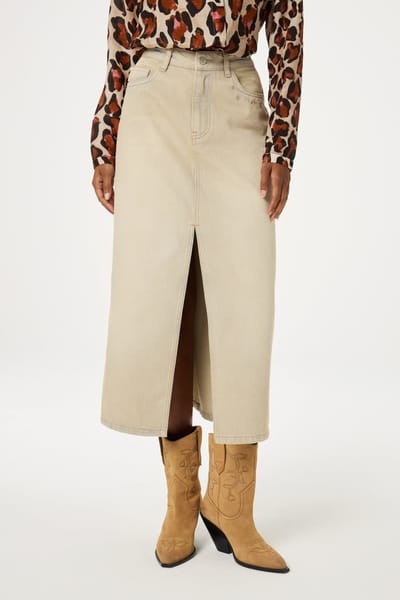 Fabienne Chapot Carlyne Skirt Dirty Beige Maat: 36 | Midi Rokken Outlet | Dames | Beige