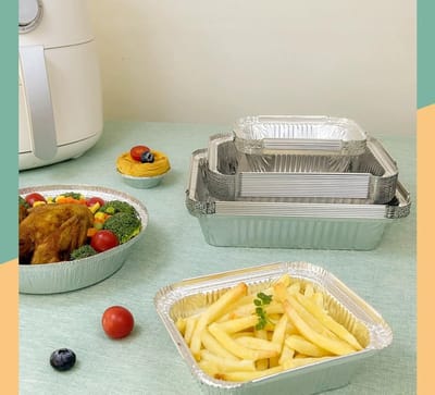 30 stuks aluminium kommen, grillschalen van aluminium, 1750 ml, 700 ml, 410 ml, aluminium schalen met deksel, herbruikbare aluminium schalen voor koken, roosteren, bakken, braden.