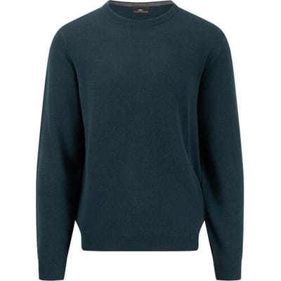 Fynch-Hatton Trui O-Neck Cashmere Uni Color Dark Emerald / male