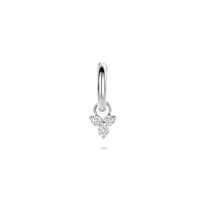 Zilveren gerhodineerde oorring zirkonia per stuk 13 mm - 1341012