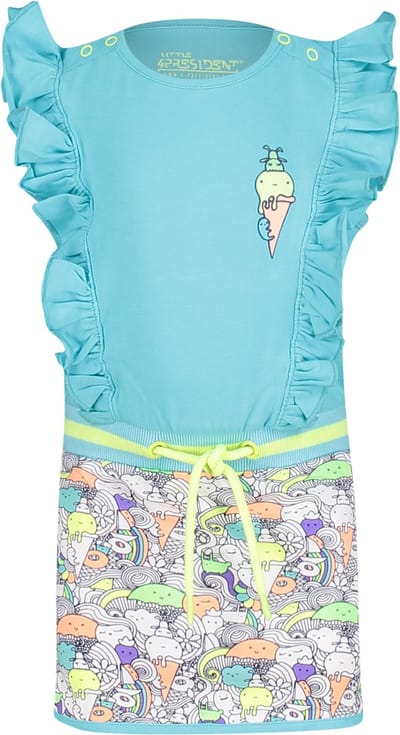 4PRESIDENT Meisjes jurk - Turquoise - Maat 80 - Meisjes jurken