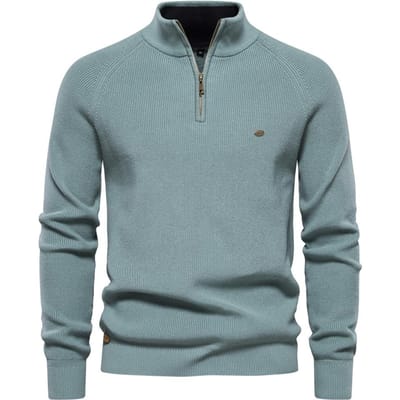 Herfst en Winter Nieuwe Trui Heren Lange Mouw Halve Rits Opstaande Kraag Effen Kleur Alle Casual Trend Trui 2XL gray