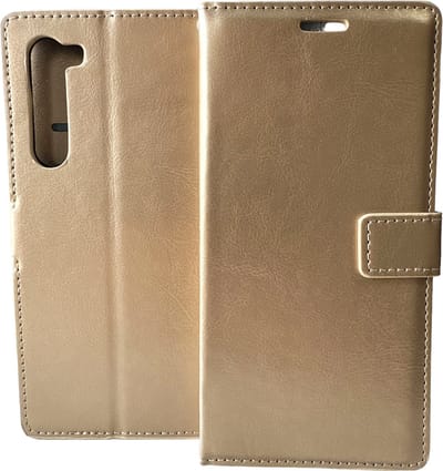 Bookcase Goud Geschikt voor Motorola Edge+ (2020) - portemonnee hoesje - ZT Accessoires