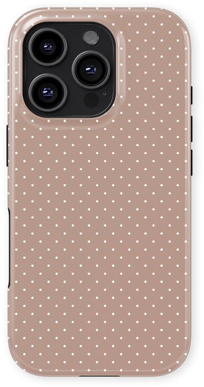 Micro Dots Tough Hoesje geschikt voor iPhone 16 Pro | Geschikt Voor Mag | Stippen Motief Backcover geschikt voor iPhone 16 Pro Mocha Confetti